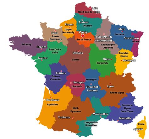 french regions map in english.